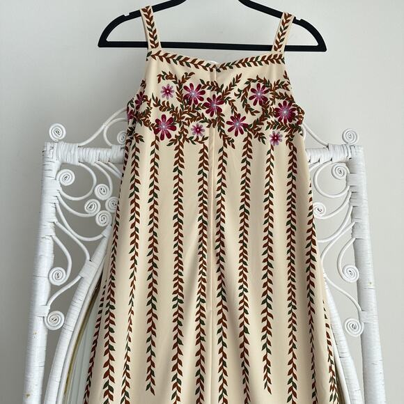 Vintage Alfred Shaheen Dress Womens small Cream Floral Maxi Hawaiian Boho 70s - Picture 6 of 11